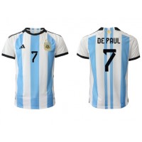 Camiseta Argentina Rodrigo de Paul #7 Primera Equipación Replica Mundial 2022 mangas cortas